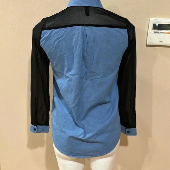 H&M Half demin half chiffon Blouse - Picture 5 of 10